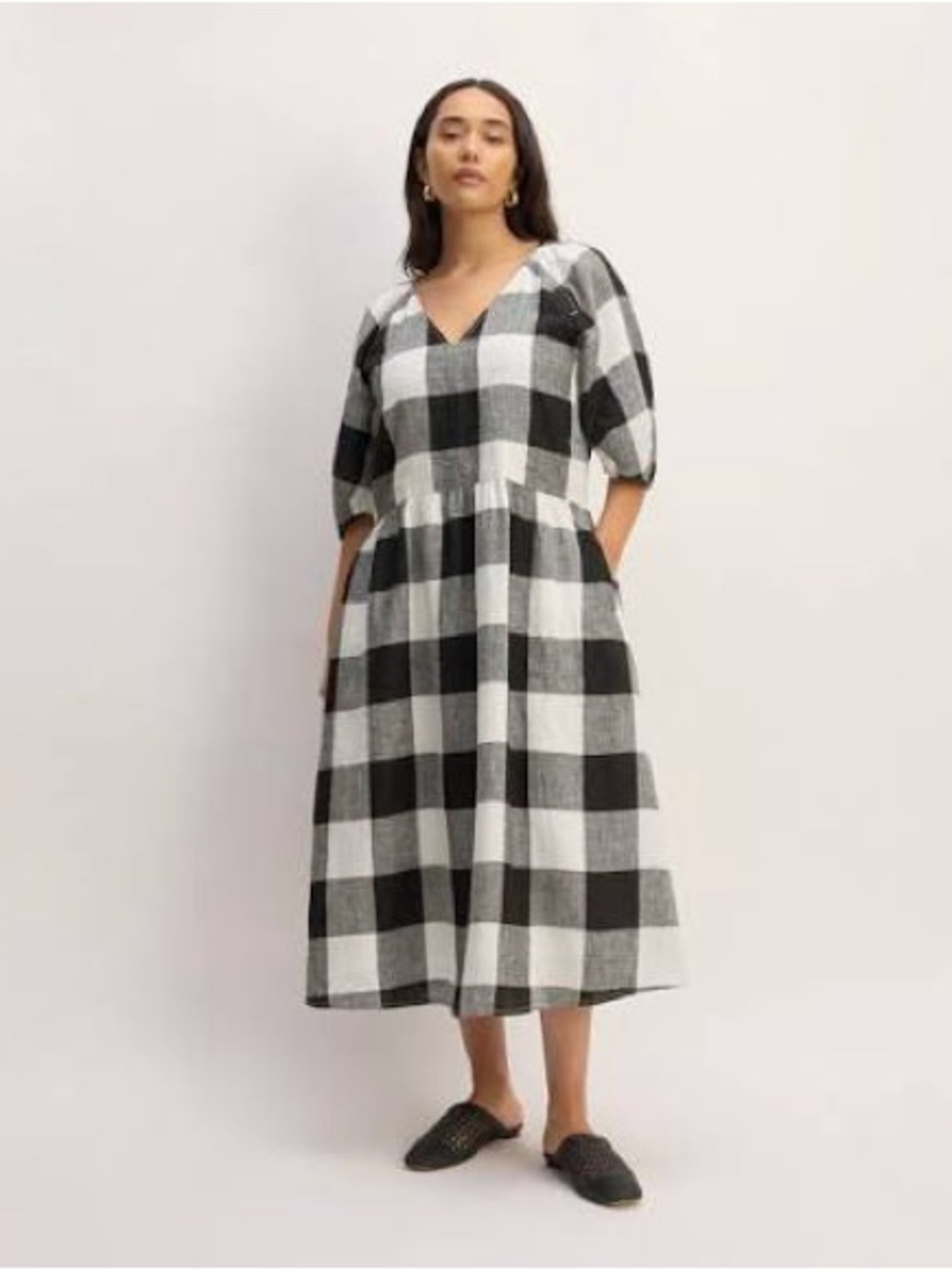 Everlane THE LINEN OVERSIZED PUFF-SLEEVE DRESS - Size Small